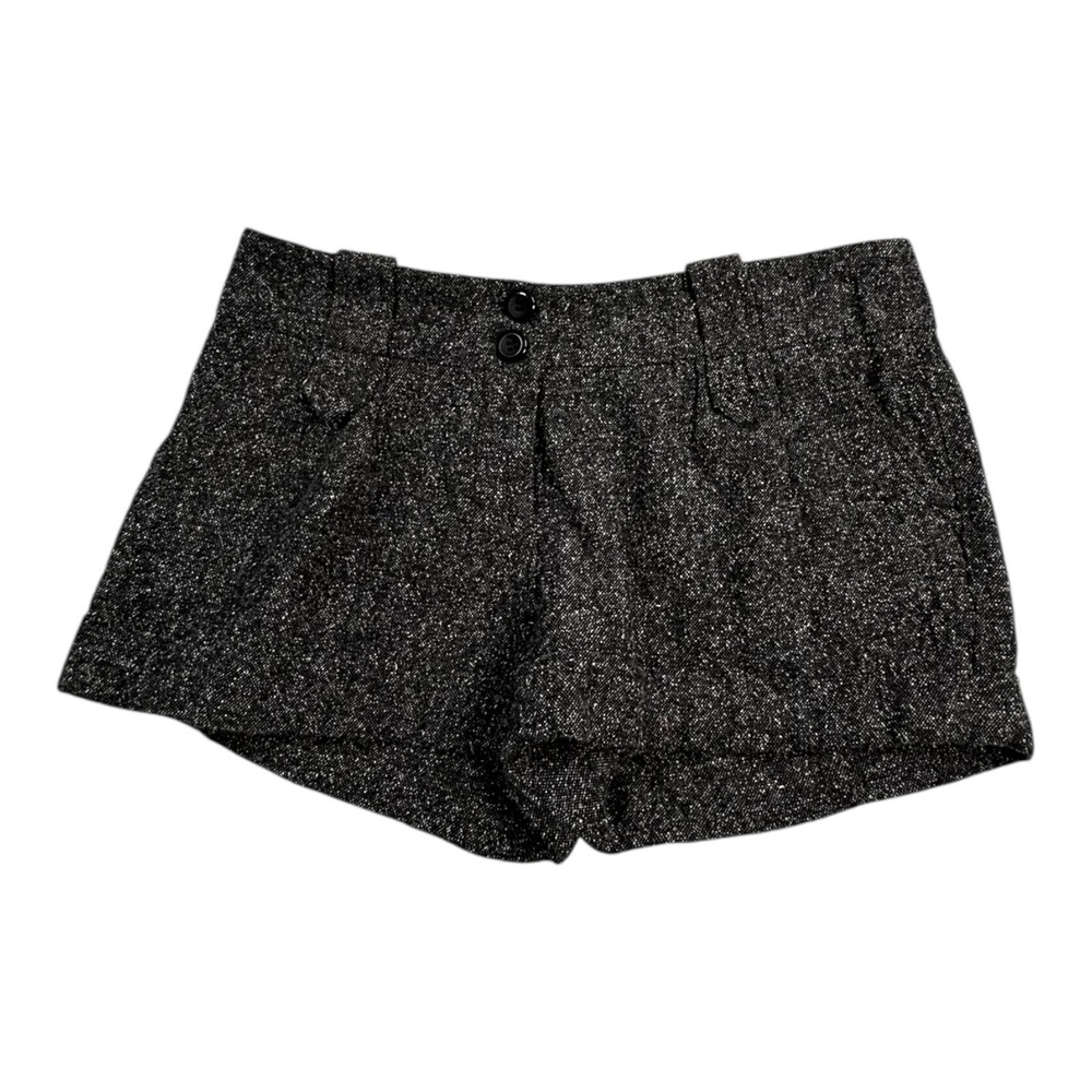 MUST HAVE Sparkly Tweed High Waisted Button Front Shorts Black Silver Size M
